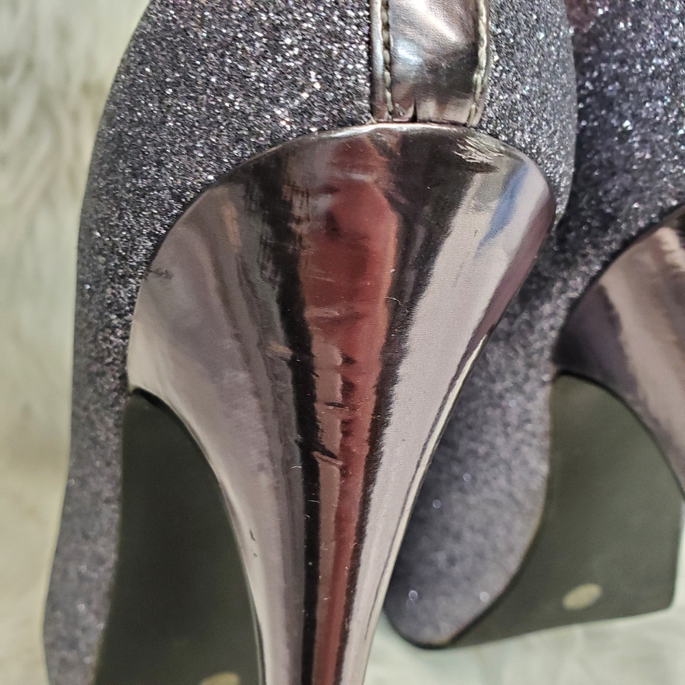 Jacqueline Ferrar Sparkle Platform Peep Toe Heels - Picture 8 of 11